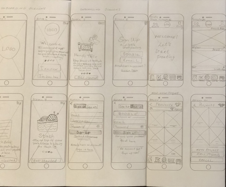 Stringz Wireframe Sketches