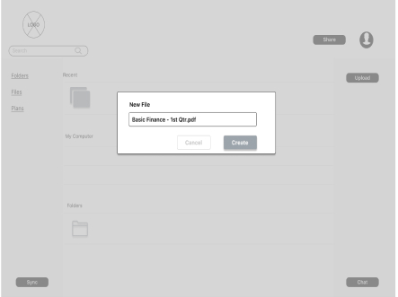 Digital Wireframe Iteration #2 for the Create New Content Screen