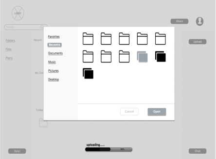 Digital Wireframe Iteration #2 for the Upload a File Screen