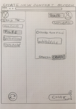 Wireframe Sketch for the Create New Content Screen